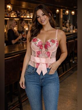 Victoria's Secret Pink Floral Lace Bustier